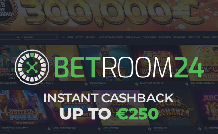 Get Instant Cashback up to €250 at Betroom24 Casino