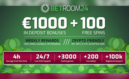 Betroom24 Casino Awaits New Players with €1,000 in Bonuses and 100 Extra Spins!