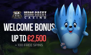 Vegas Crest Casino Offering up to € 2,500 Plus 100 free spins via Welcome Bonus 