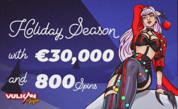 Celebrate the Holiday Season with Vulkan Vegas Casino: €30,000 in Bonuses and 800 Extra Spins are Waiting! 