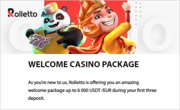 Rolletto Casino Offers Welcome Pack up to $6,000 during the first 3 deposits 