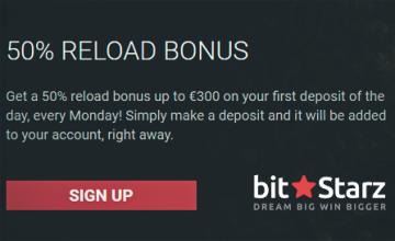 Mondays Are for 50% Reload Bonuses at BitStarz 